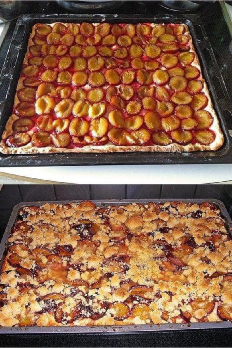 🍰 Ultrasaftiger Pflaumenkuchen vom Blech mit knusprigen Streuseln