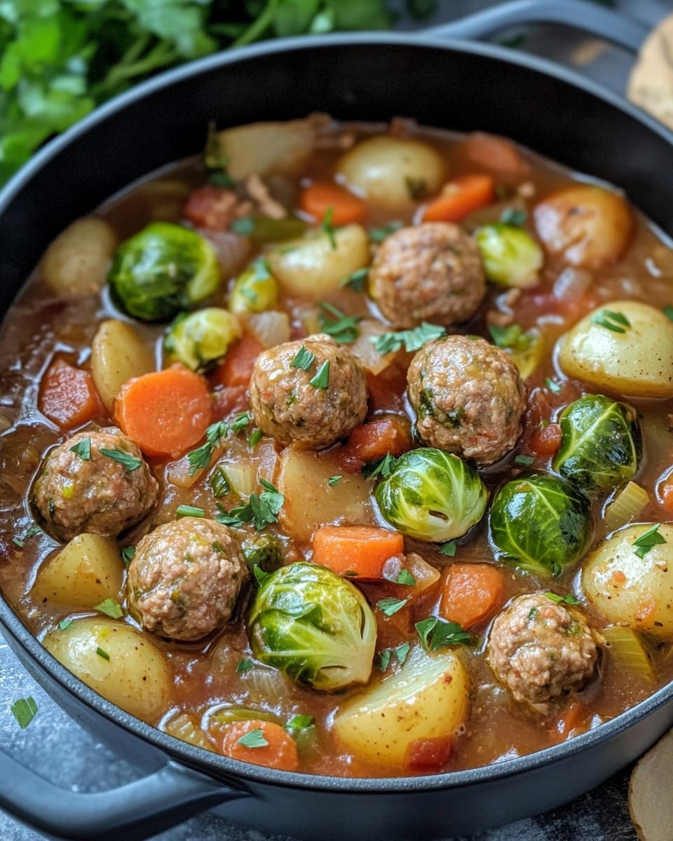 Herzhaft und gesund: Rosenkohl-Hackbällchen-Eintopf - Rezepte Einfache Herzhaft und gesund: Rosenkohl-Hackbällchen-Eintopf - Rezepte Einfache