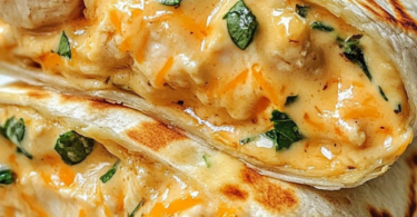 Knusprige Wraps mit zartem Hähnchen und einer köstlich cremigen Cheddar-Knoblauch-Sauce – so einfach, so gut!