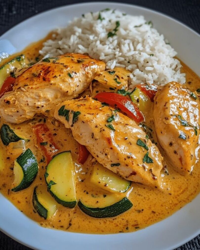 Essen wir wöchentlich 3mal, paprika zucchini sahne hähnchen