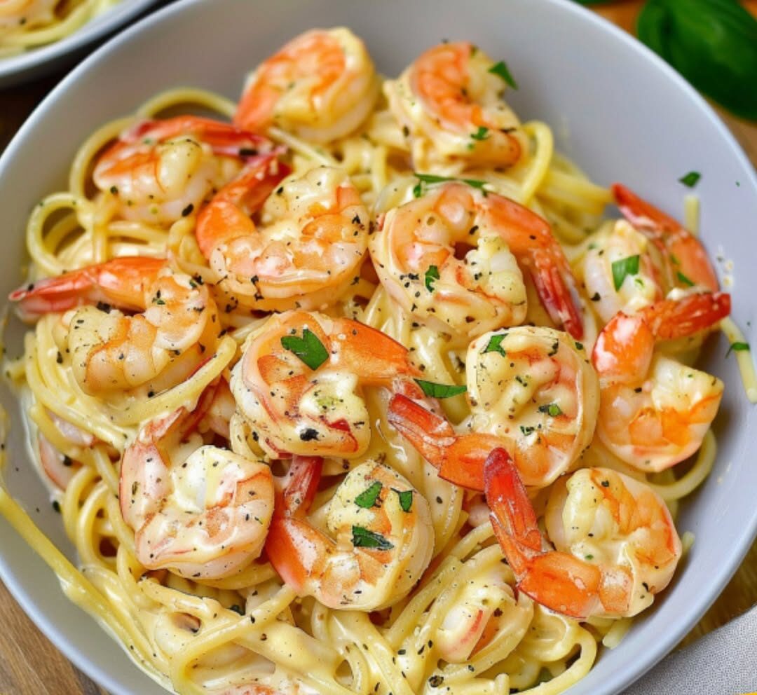 🍝 Garnelen-Spaghetti in Knoblauch-Frischkäsesauce – cremig, würzig ...