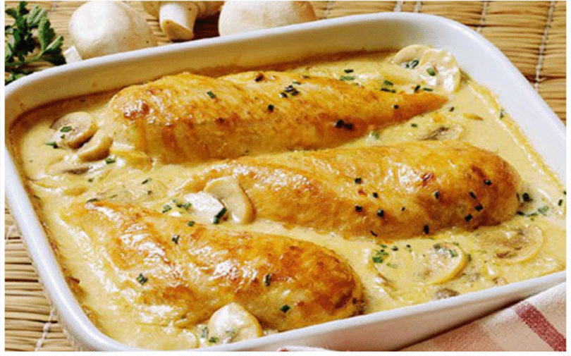 🍗 Gratinierte Hähnchenfilets in cremigem Champignonrahm – einfach unwiderstehlich!