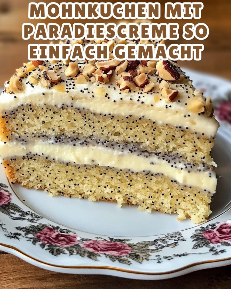 🍰 Mohnkuchen mit Paradiescreme – Saftig, cremig & himmlisch gut!