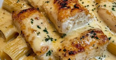 🍗🧄🍝 Knoblauch-Parmesan-Hähnchen-Rigatoni: Ein cremiger Genuss!