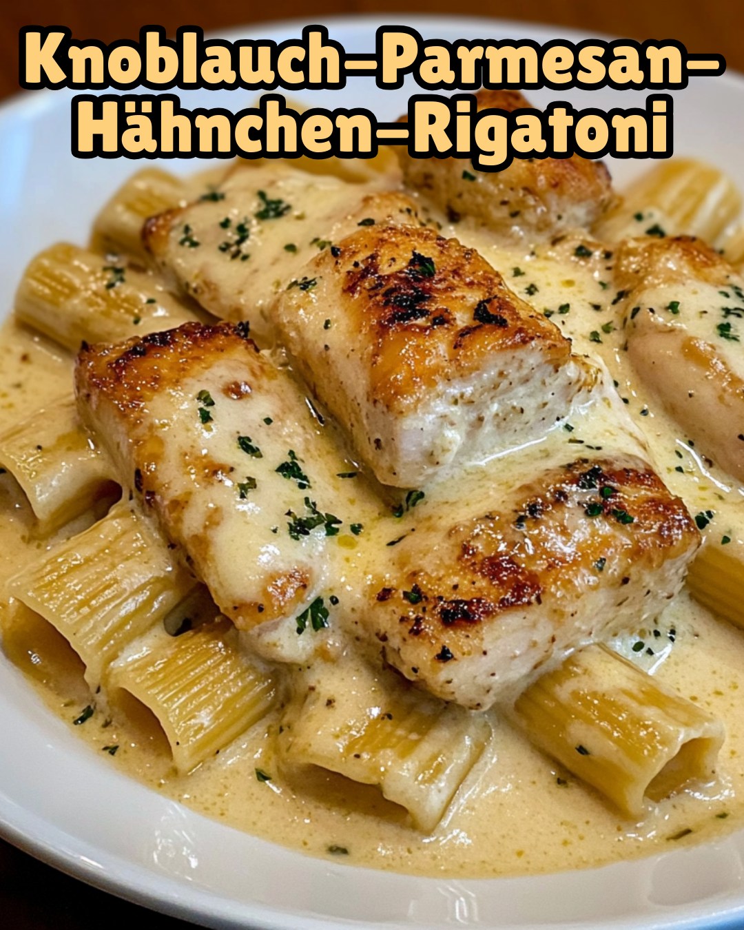 🍗🧄🍝 Knoblauch-Parmesan-Hähnchen-Rigatoni: Ein cremiger Genuss ...