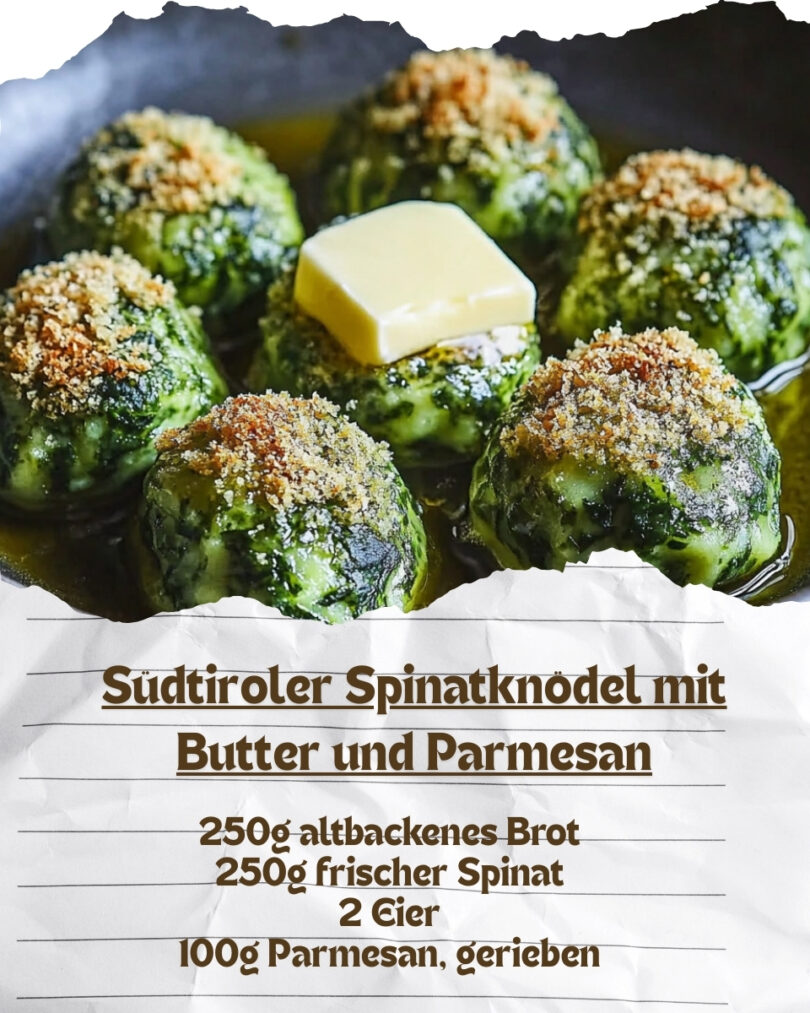 🍽️ Südtiroler Spinatknödel mit Butter und Parmesan – Ein Hochgenuss aus Südtirol!