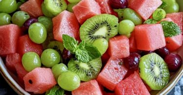 🍉🥝🍇 Wassermelonen-Kiwi-und-Grüne-Trauben-Salat