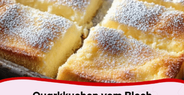 Quarkkuchen vom Blech mit Vanillepudding