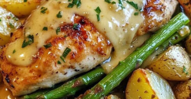 🍯🥬 Honig-Senf-Hähnchen mit geröstetem Spargel und Käse