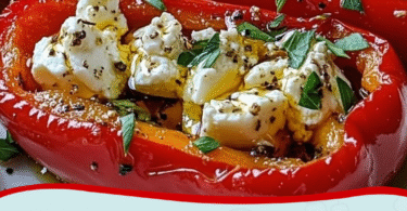 🌶️ Geröstete Paprika mit Feta und Knoblauchöl