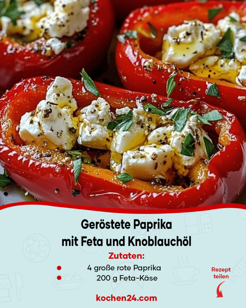 🌶️ Geröstete Paprika mit Feta und Knoblauchöl
