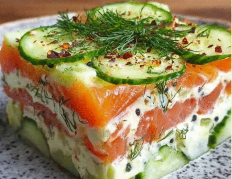 😋 Kalte Lasagne mit Gurke, Lachs und Dill – erfrischend, leicht & raffiniert!