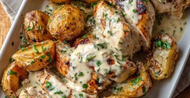 🌿 Cremiges Kräuter-Hähnchen mit Ofenkartoffeln 🥔🍗