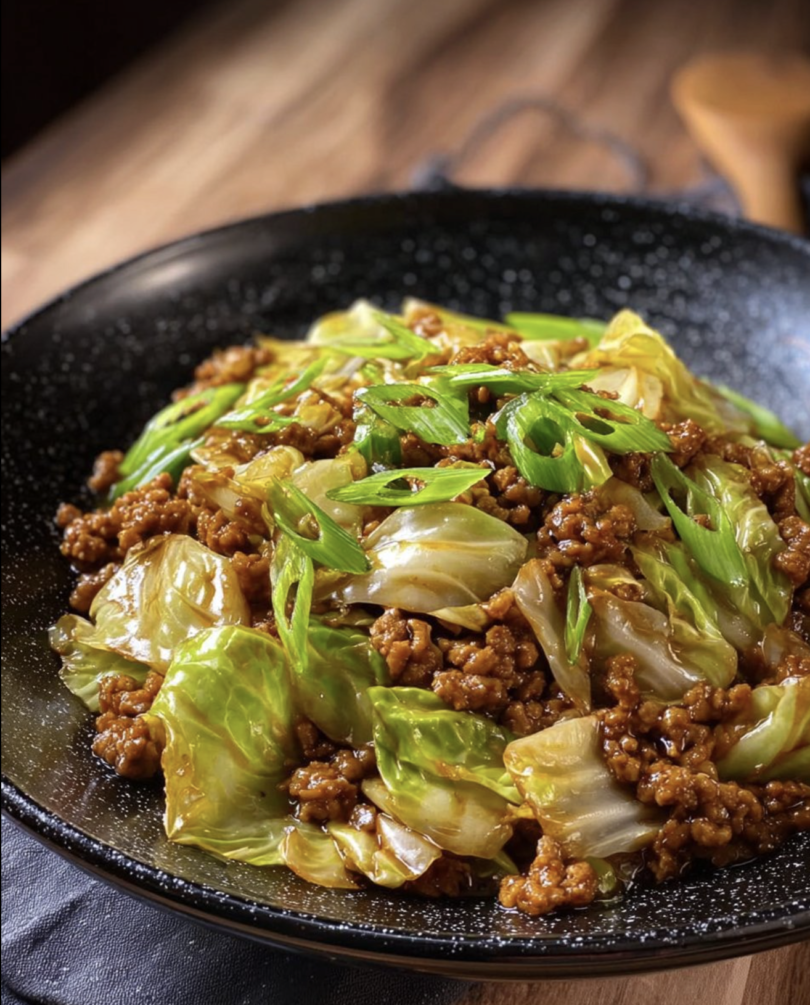 Chinakohl-Hackfleisch-Pfanne mit cremigem Schmand