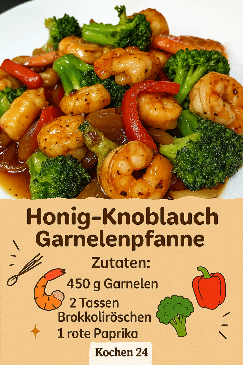 🔥 So lecker & in nur 20 Minuten fertig – Honig-Knoblauch Garnelenpfanne mit Brokkoli 🍤🥦