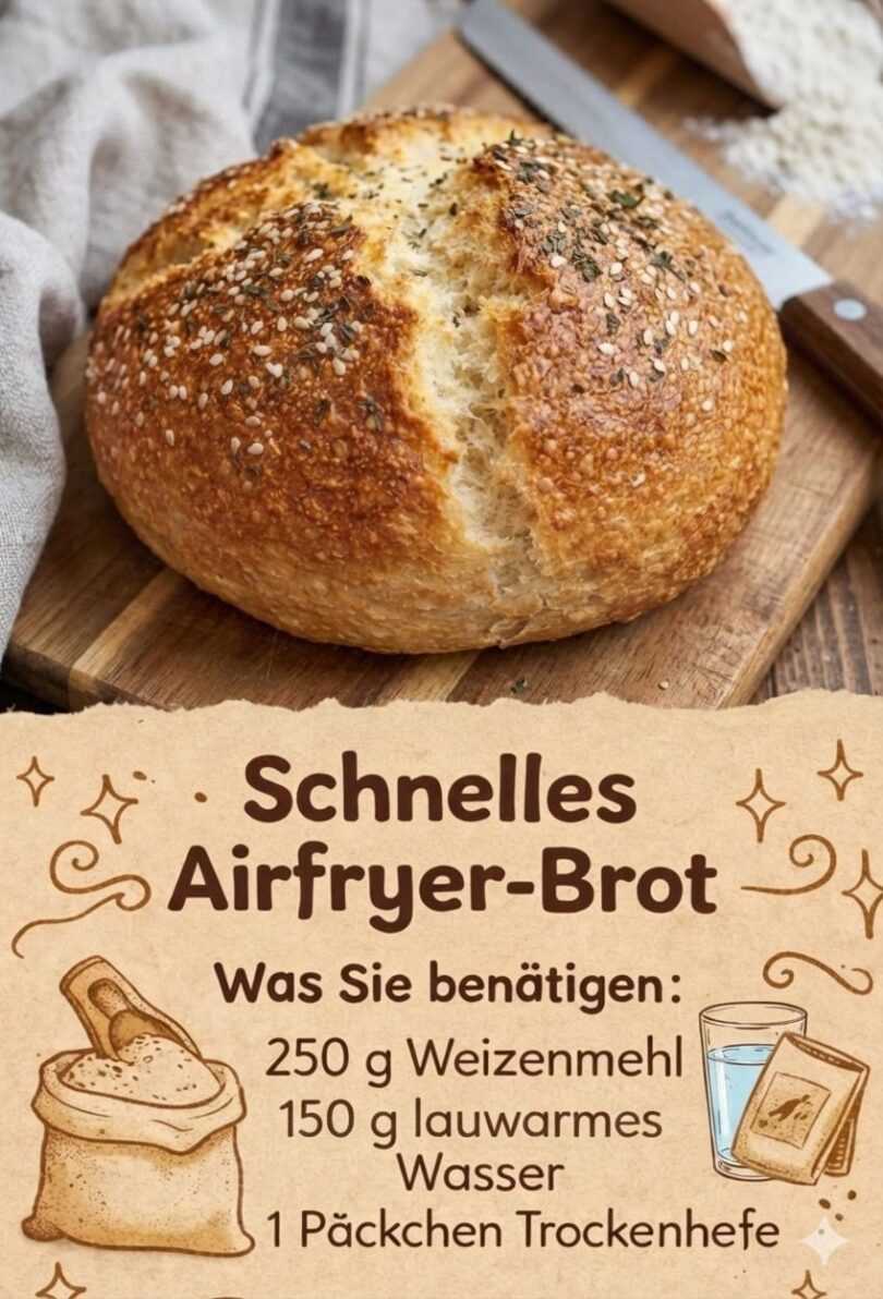 Airfryer-Hausbrot – einfach, schnell & herrlich knusprig