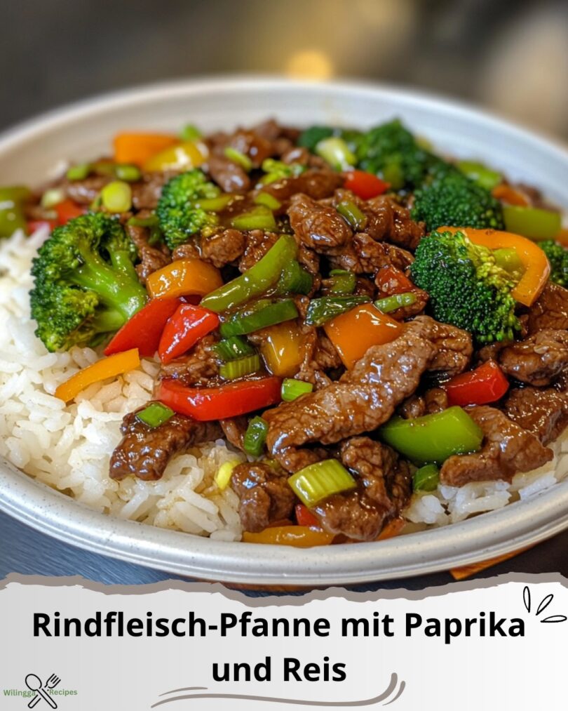Rindfleisch-Pfanne mit Paprika und Reis – schnell, würzig & richtig sättigend