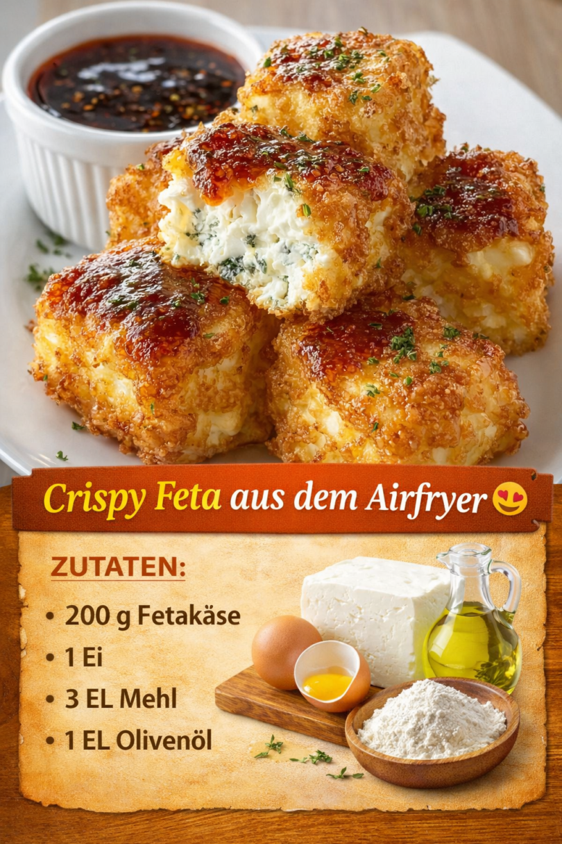 🧀✨ Crispy Feta aus dem Airfryer – außen goldbraun, innen cremig! 😍