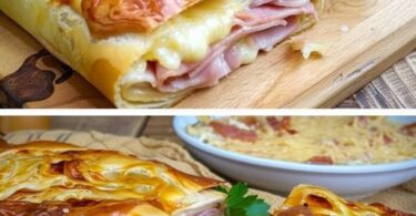 🥐 Blätterteigstrudel mit Schinken & Käse – in nur 10 Minuten im Ofen! 🧀✨