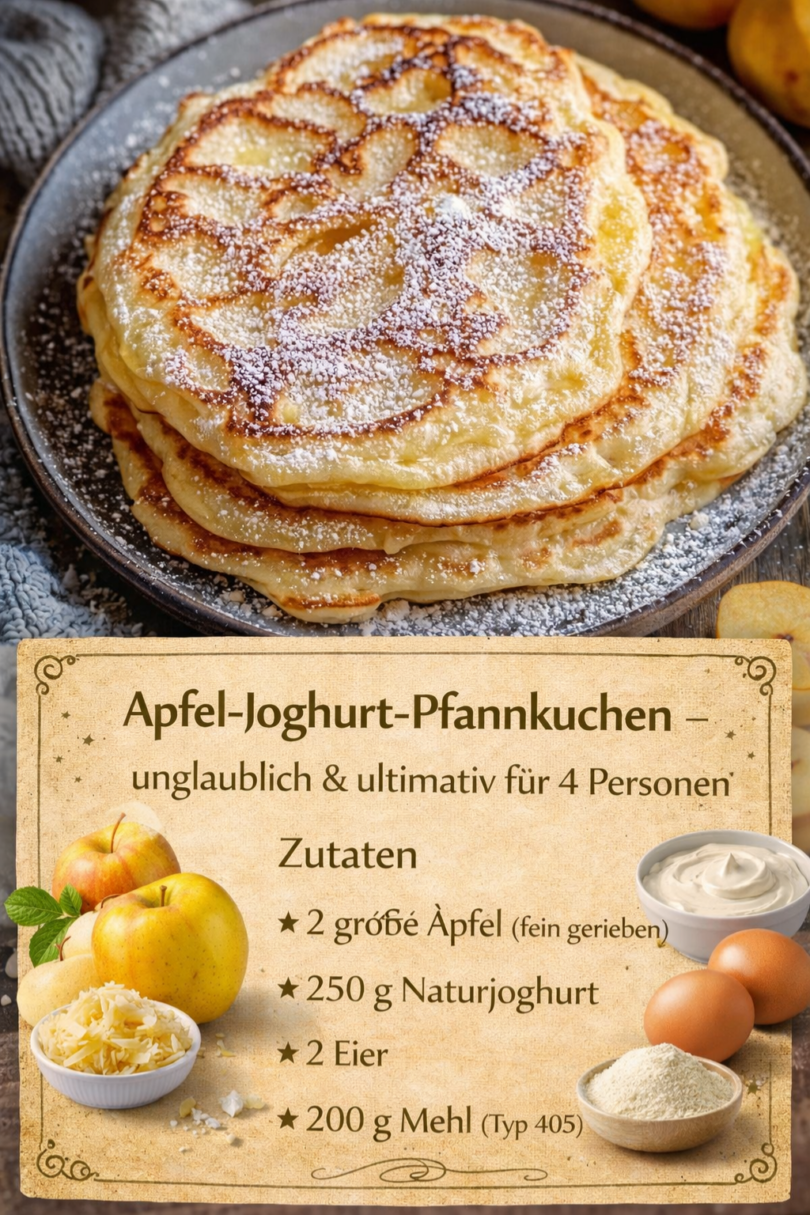 Apfel-Joghurt-Pfannkuchen – unglaublich & ultimativ für 4 Personen