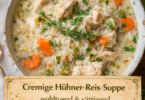 Cremige Hühner-Reis-Suppe – wohltuend & sättigend