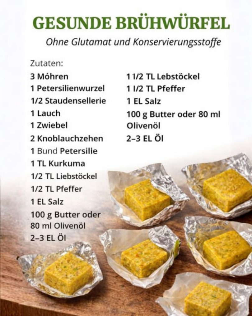 Gesunde Brühwürfel – ohne Glutamat und Konservierungsstoffe