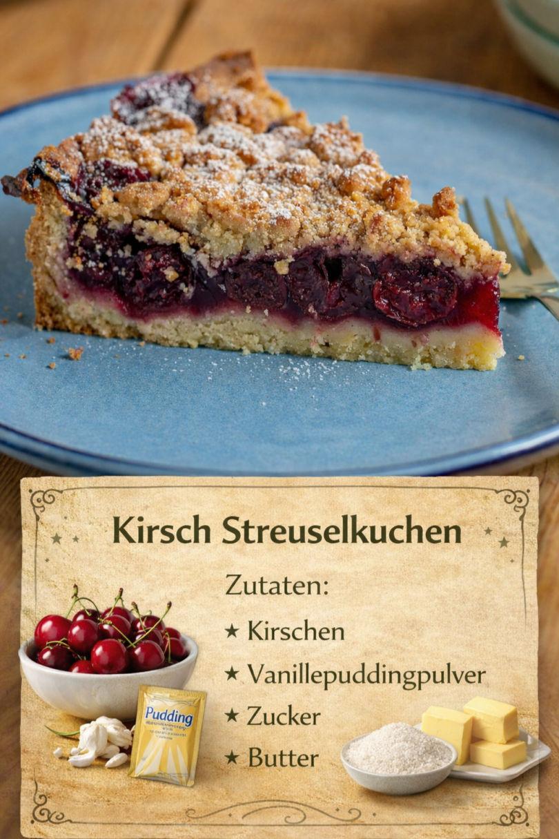 Kirsch Streuselkuchen – saftig, fruchtig & herrlich knusprig