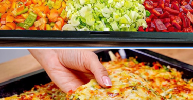 Schnelle Gemüsepizza mit Joghurtsauce