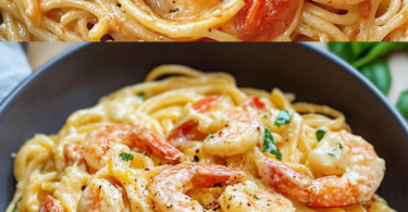 Spaghetti mit Garnelen in Frischkäsesauce – cremig & schnell