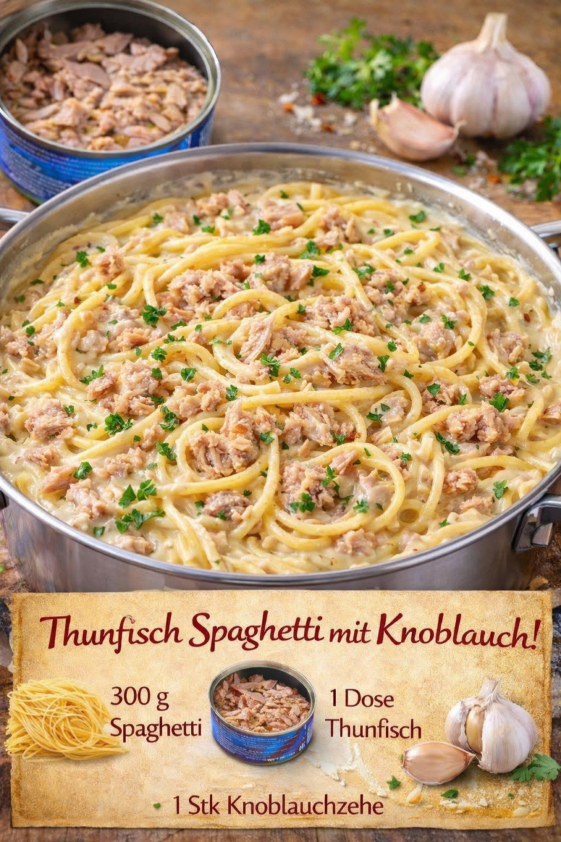 Das macht richtig satt – Thunfisch Knoblauch Spaghetti