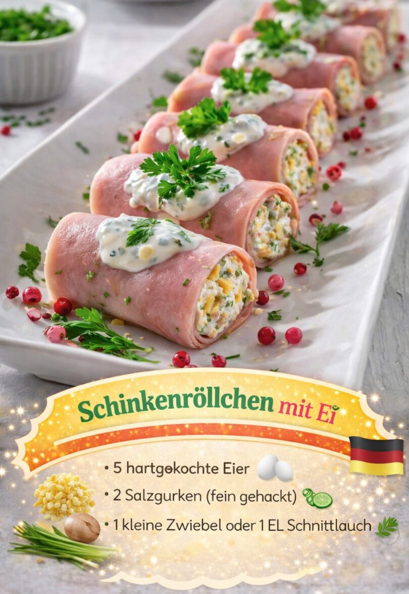 Schinkenröllchen mit Ei – cremig, würzig & unwiderstehlich!