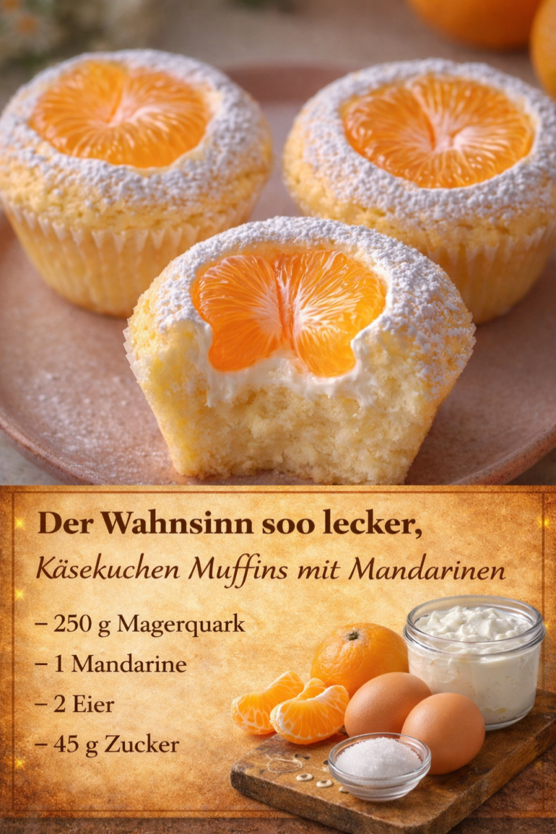 Käsekuchen Muffins mit Mandarinen – cremig, fruchtig & schnell gemacht