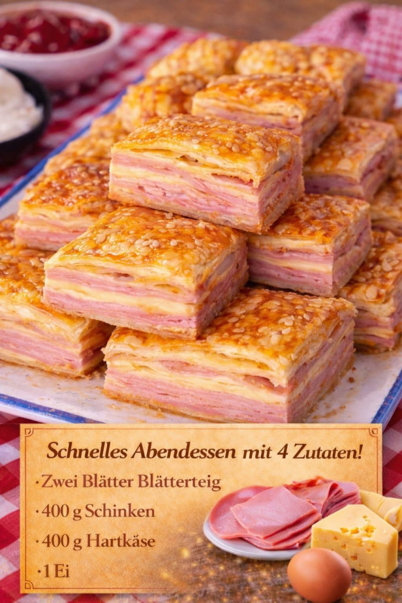 Suchtgefahr – Blätterteig-Häppchen mit Schinken und Käse