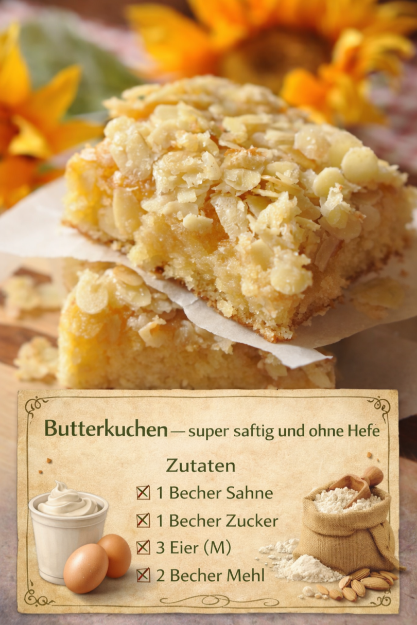 Butterkuchen – super saftig und ganz ohne Hefe