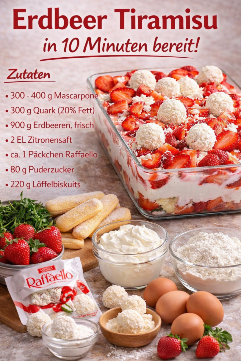 Suchtfaktor garantiert – Erdbeer-Raffaello-Tiramisu 🍓🥥