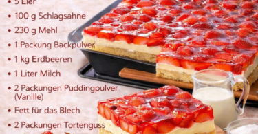 Der ultimative Erdbeerkuchen mit Vanillepudding – unglaublich lecker! 🍓😍