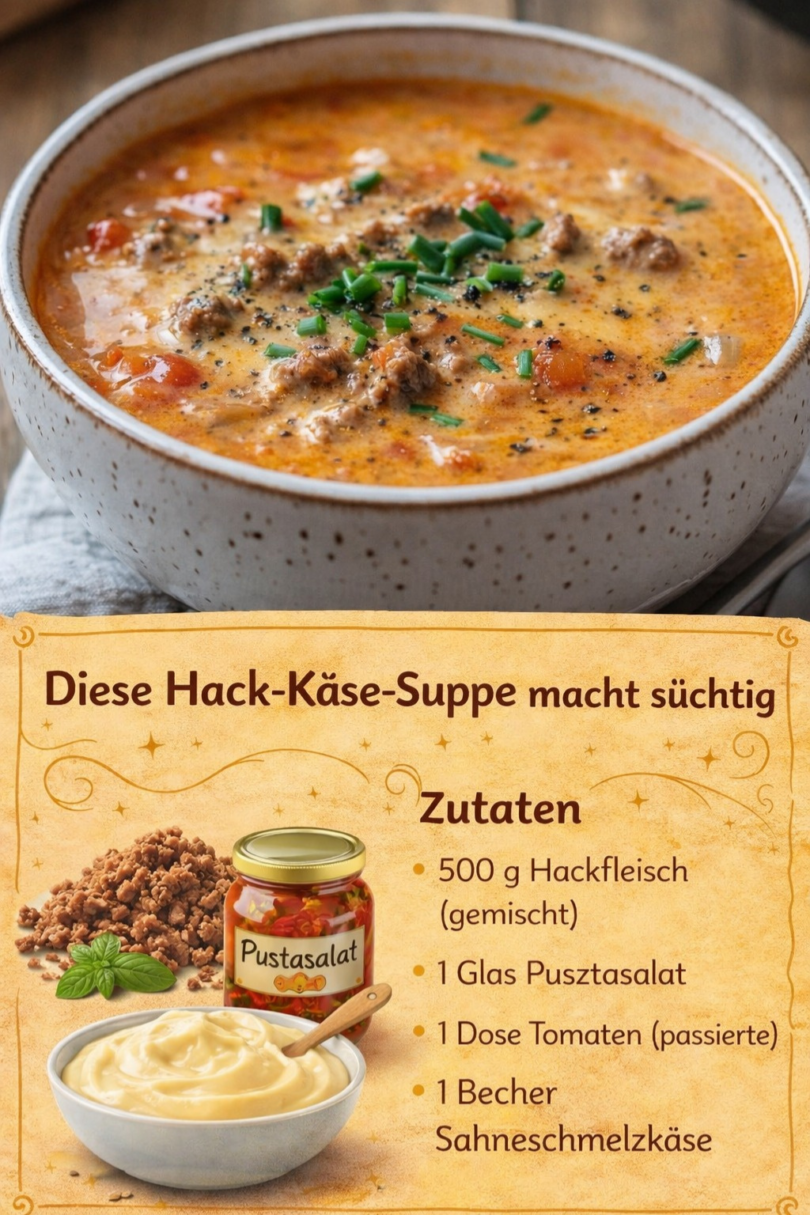 Diese Hack-Käse-Suppe macht süchtig – cremig, würzig und unglaublich lecker 😍