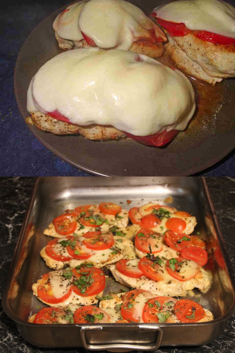 So saftig! Hähnchenbrust mit Tomate und Mozzarella aus dem Ofen 😍