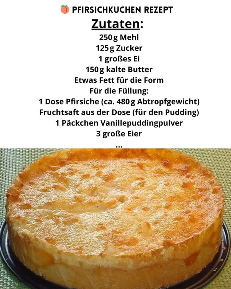 So cremig! Dieser Pfirsichkuchen mit Pudding ist einfach unwiderstehlich 😍🍑