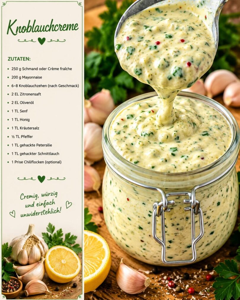 Hausgemachte Knoblauchcreme – cremig, würzig & einfach perfekt 😍🧄🥣