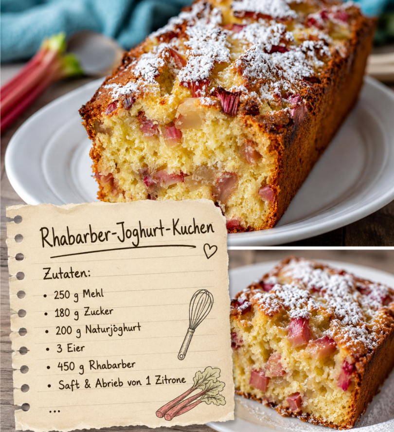 Rhabarber-Joghurt-Kuchen – fruchtig, saftig & herrlich frisch 😍🌿🍰