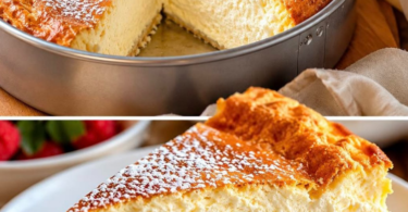 Käsekuchen mit Vanillepudding – unglaublich cremig & einfach gebacken 🍰