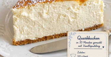 Quarkkuchen mit Vanillepudding – cremig, einfach & herrlich lecker 🍰✨