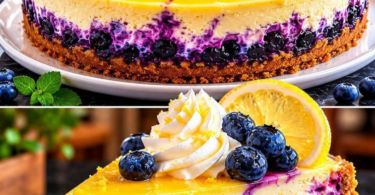 Zitronen-Käsekuchen mit Heidelbeeren ohne Backen 🍋🫐🍰