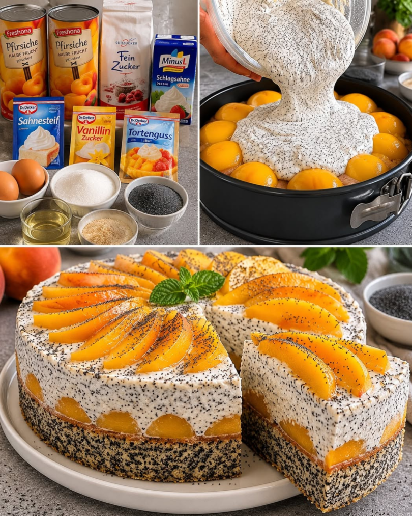 Pfirsich-Mohntorte – cremig, fruchtig und einfach traumhaft lecker