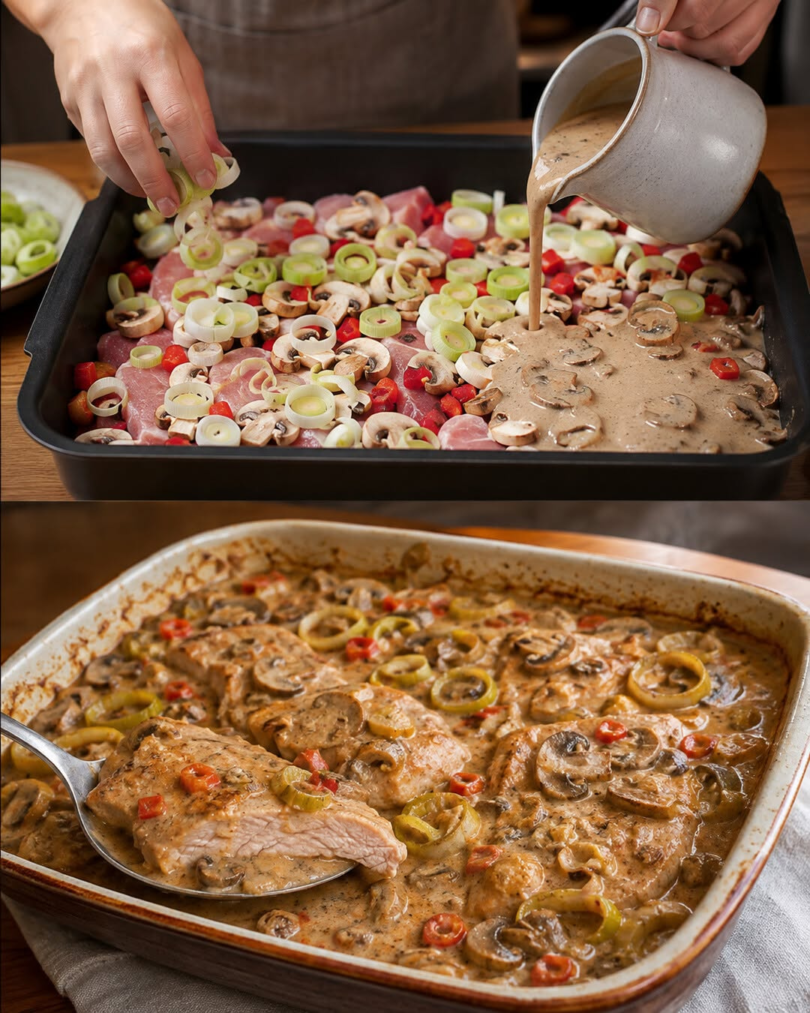 Schnitzelpfanne mit Champignons und Jägersoße – perfekt zum Vorbereiten