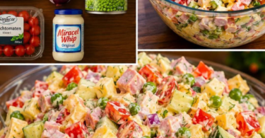 Schinken-Käse-Salat mit Gemüse – cremig, bunt und schnell gemacht