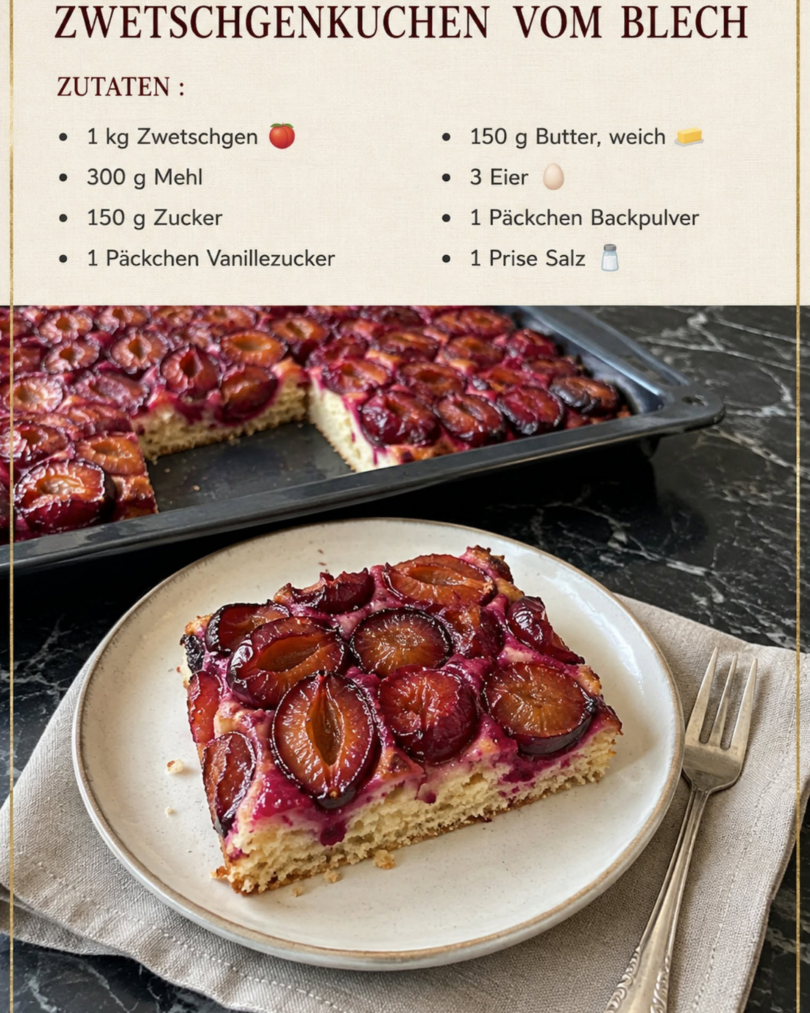 Zwetschgenkuchen vom Blech – saftig, fruchtig und schnell gemacht