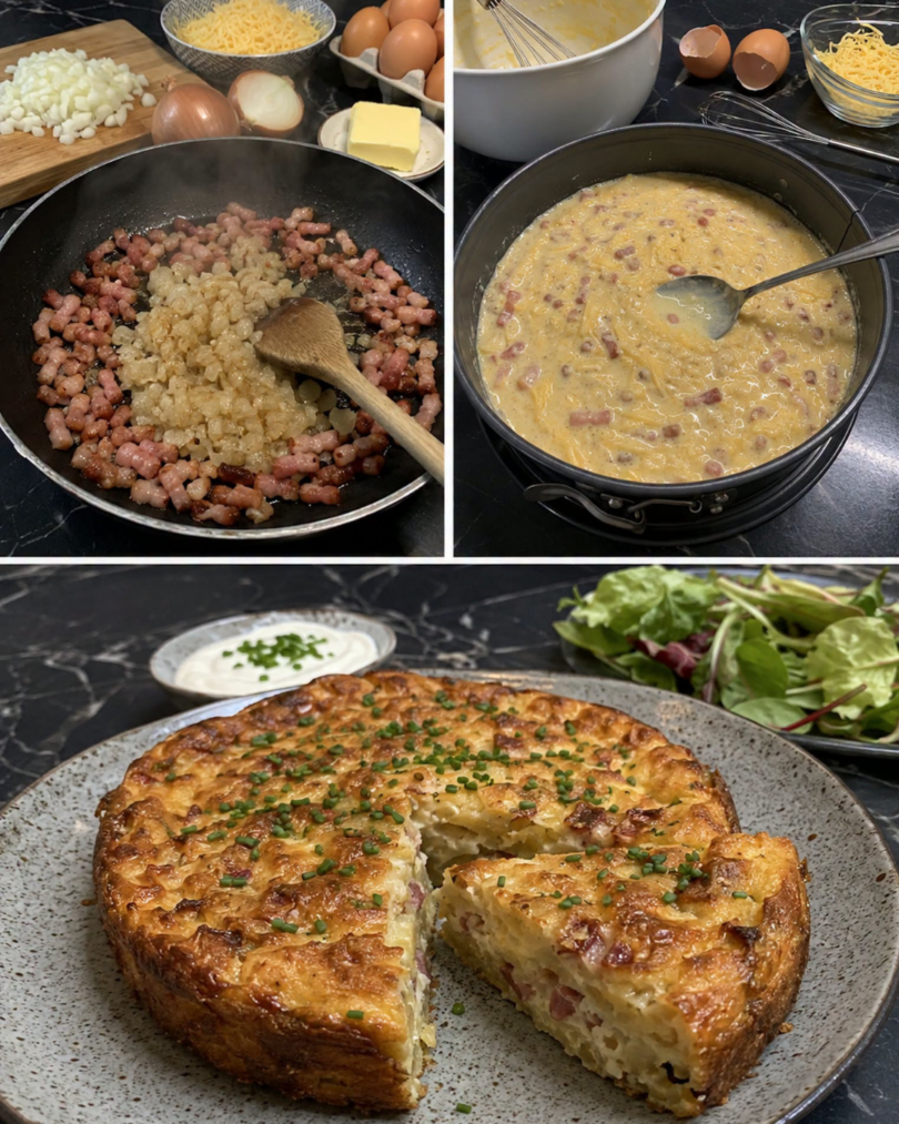 Herzhafter Zwiebelkuchen mit Speck und Käse – einfach und unglaublich lecker