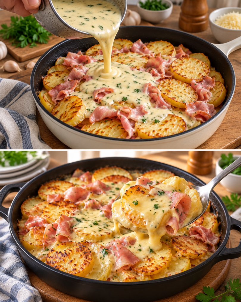 Kartoffel-Schinken-Gratin – einfaches Ofengericht mit Käse